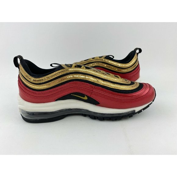 Nike Air Max 97 Red Gold Sequin Women's Sneaker Shoes Metallic - Picture 10 of 12